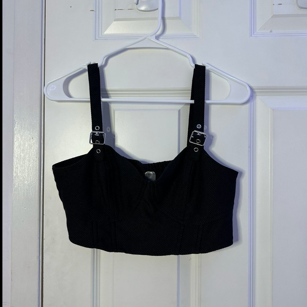 H&M Black Size M Cropped Corset Top Tank